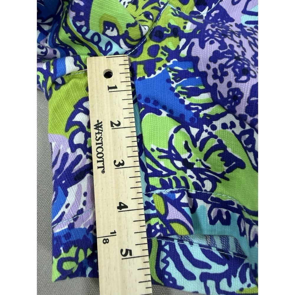 Lilly Pulitzer Shorts Women's 2 Blue Purple  Callahan Tropical Cat Cotton Preppy - Picture 10 of 13